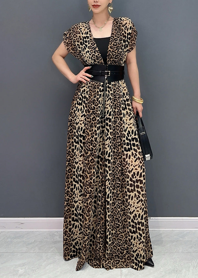 Organic Leopard Print Flattering Jumpsuits Summer AO1067 JDML-JPTS240909