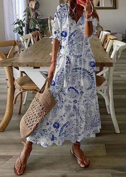 Cotton Ruffled Elegant Summer Party Out Dress Hollow White FashionChic