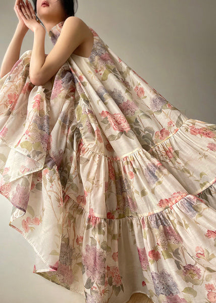 French Wrinkled Button Print Cotton Holiday Dress Summer AJ1029 shopify