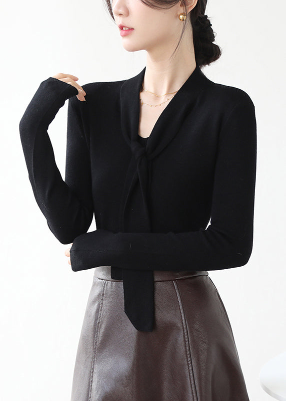 Fine Brown V Neck Lace Up Knit Sweater Fall Winter RV030 ABC