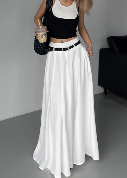 Boutique White Pockets Wrinkled High Waist Cotton Skirts Summer EE065 shopify