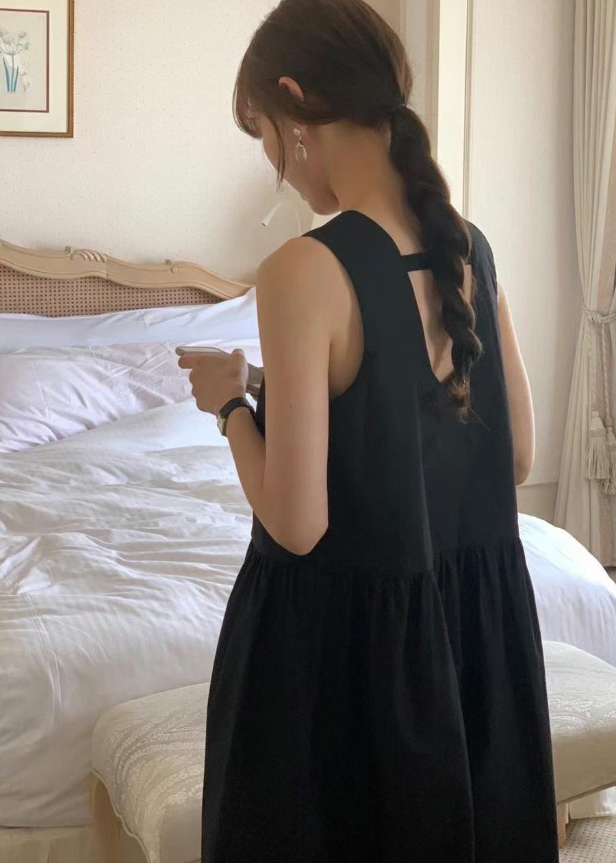 White Backless Dress Sleeveless Classy Holiday Cotton FashionChic