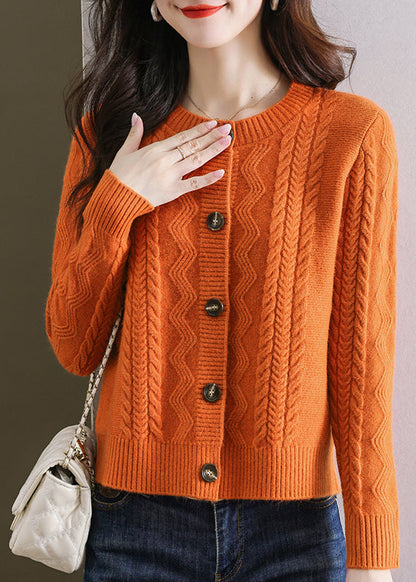 Stylish Pink O Neck Button Woolen Cardigans Fall QC038 shopify