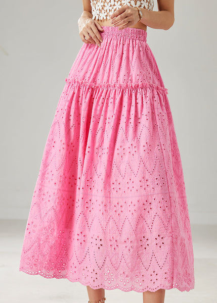Fine Rose Ruffled Hollow Out Cotton Skirt Summer AZ1046 shopify
