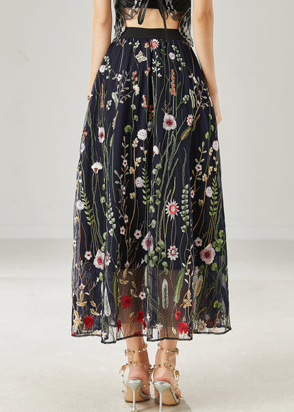 Handmade Black Embroidered Tulle Skirts Summer AZ1026 shopify