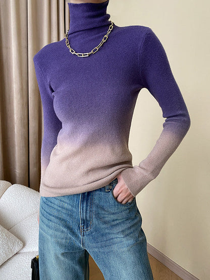 Art Purple High-Neck Gradient Long Sleeve Sweater QX018 shopify