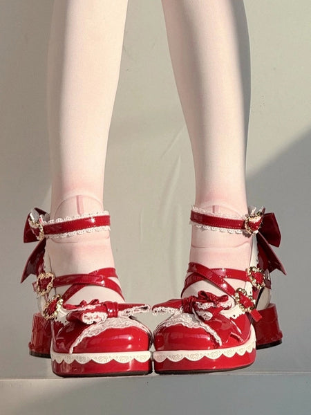 High-heel Red - Straps Crossed Mary Sweet Janes Lolita FashionChic