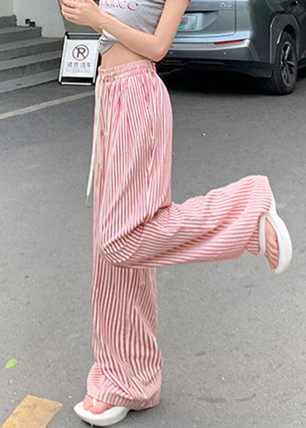 Pink Lace Up Pockets Cotton Pants High Waist Summer NN008 shopify