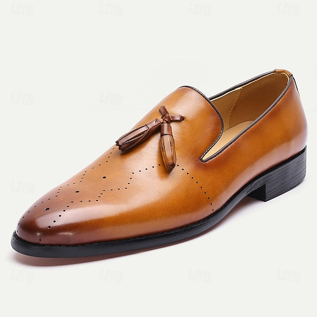 Tassel Loafers Light Brown Classic – Leather Men's FashionChic