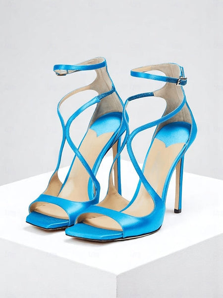 Stiletto Crisscross Heels Elegant - Women's Satin Lavender FashionChic