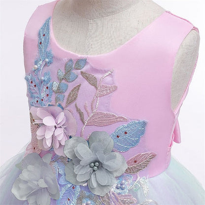 Party Girls' Purple Blue Kids Blushing Lace Dress Floral FashionChic