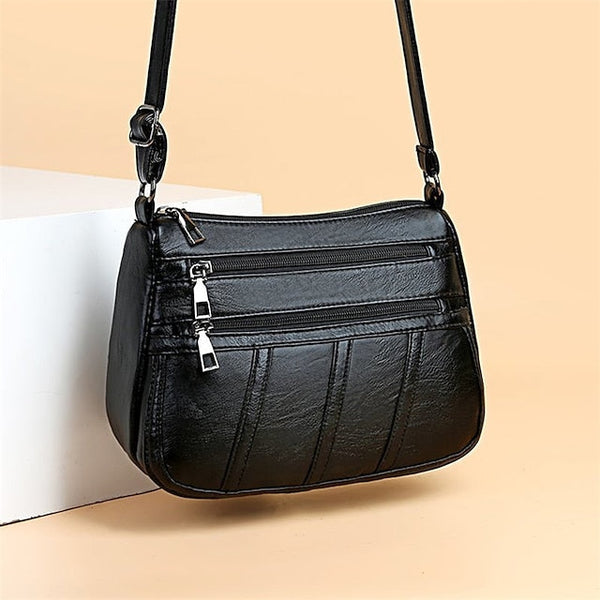Faux Crossbody Black Bag Stylish Leather – Women's FashionChic