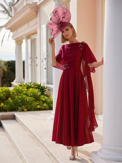 Bride of the Neck Elegant Ankle Dress Mother A-Line Bateau FashionChic