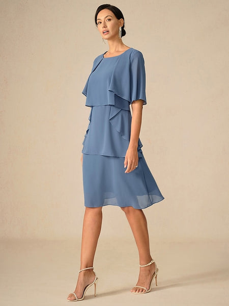 Women's Wedding Guest Cocktail Dress Ruffle  Elegant