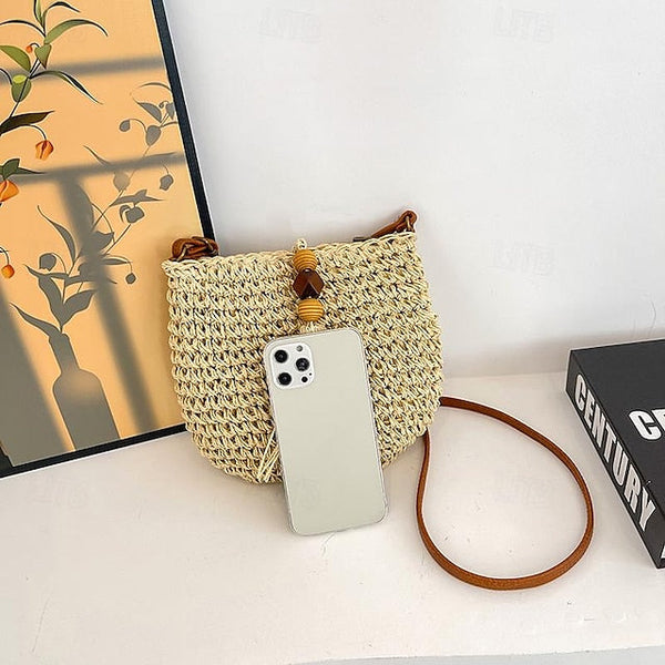 Tassel Women's Bag Woven Boho Handbag – Straw Crossbody FashionChic