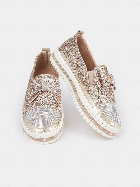 Sparkling Women – for Rhinestone Glittery Loafers Slip-On FashionChic