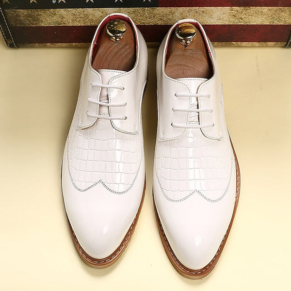 Dress – White Patent Shoes Oxford Crocodile Men's Leather FashionChic