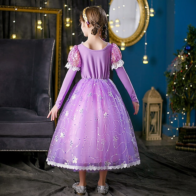 Cloak Princess Dress Cosplay Flower Girl Rapunzel FashionChic