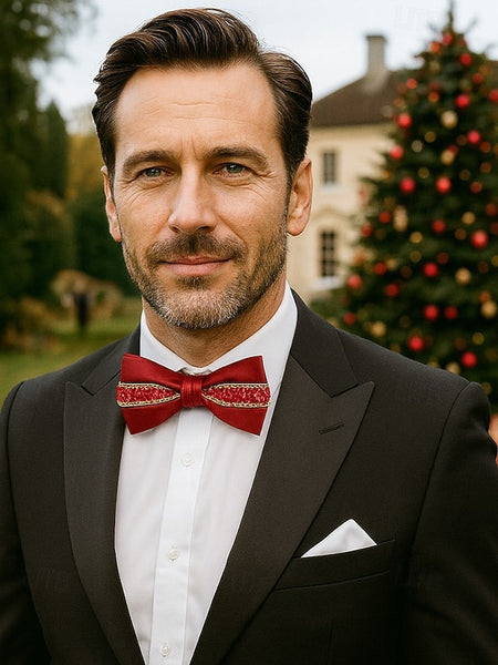 Bow Red Christmas Tie Men's – FashionChic