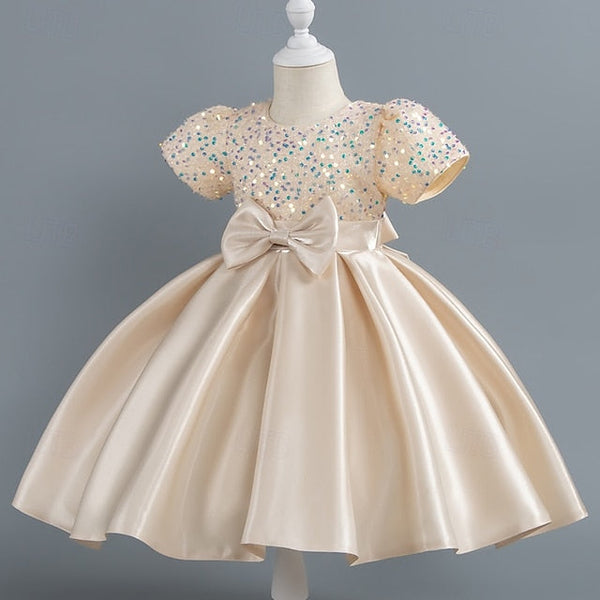 Party Sequin Dress Wedding Short Girls' Toddler Sleeve FashionChic