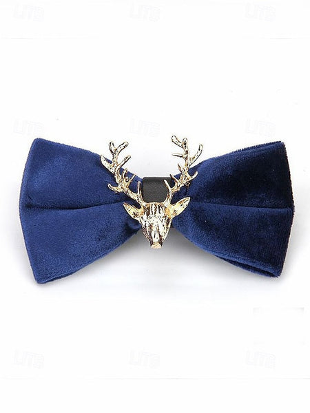 Bow Gold Men's Velvet Pin with Tie Head Deer FashionChic