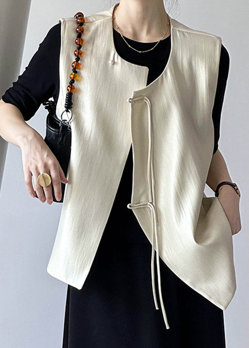 Beige Chinese Button Cotton Waistcoat O Neck Fall AF1062 HS-CTS240914