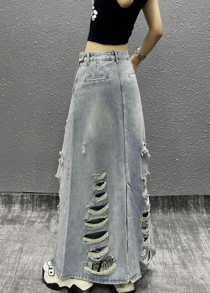 Chic Light Blue Pockets High Waist Denim Skirt Summer EE014 shopify