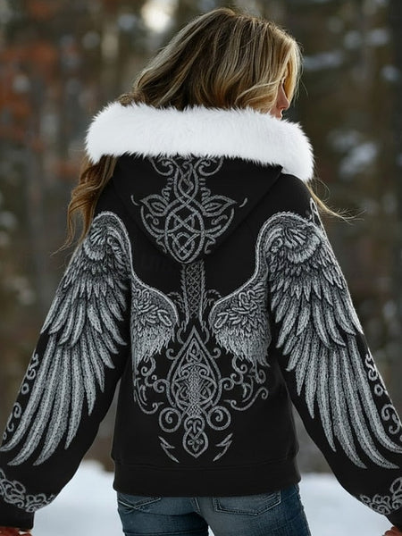 Women's Viking Zip Up Hoodies Graphic Animal Western Ethnic FashionChic