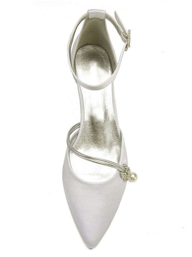 Heels Dark with Kitten and Women's Satin Blue Pearl FashionChic