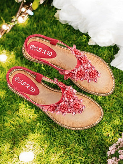 Floral Slip-Ons Flat Comfortable with Design Beaded FashionChic