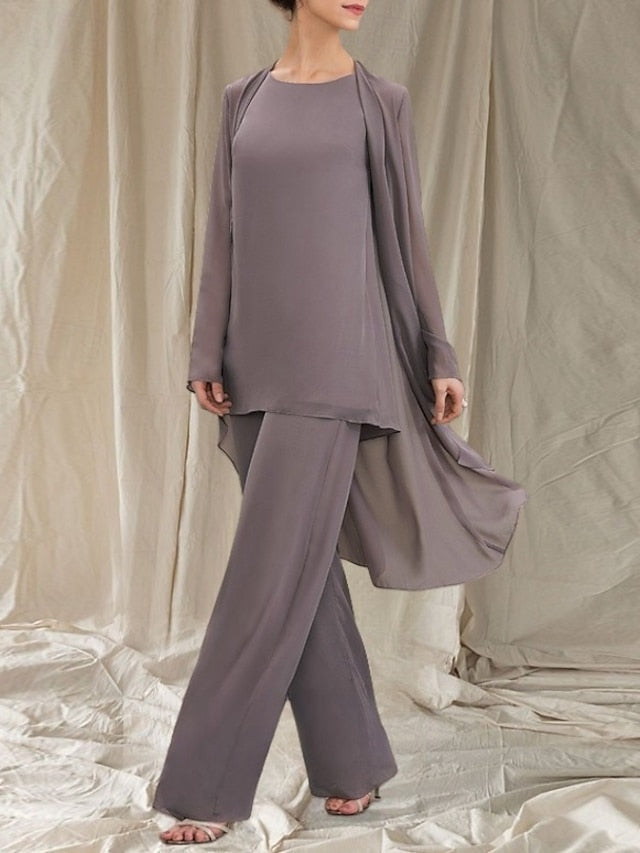 Pantsuit of Mother Piece Guest 3 Bride Elegant Wedding the Dress FashionChic