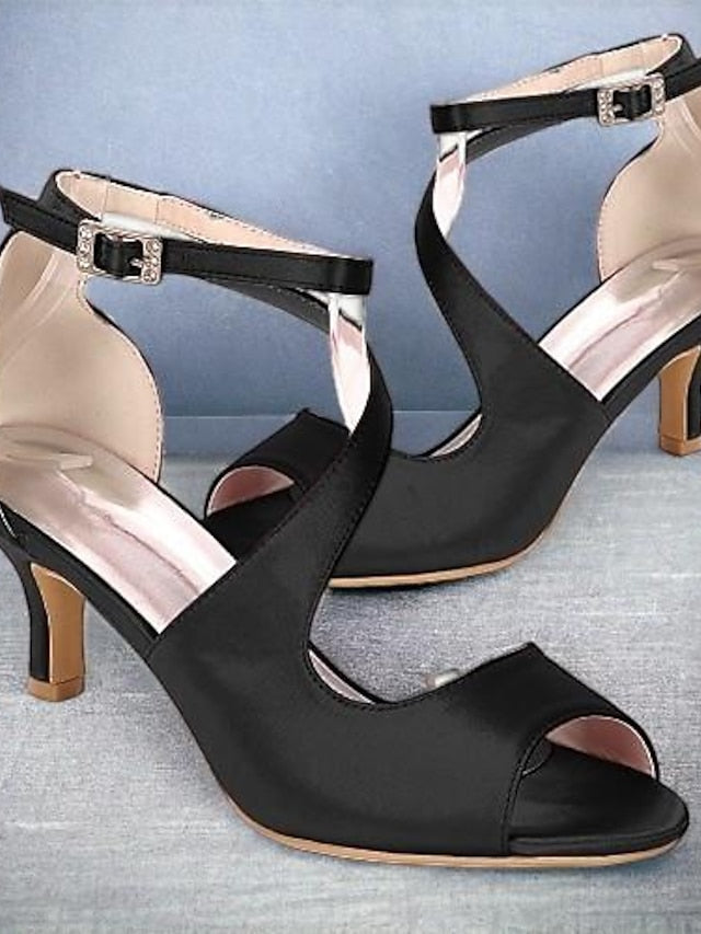 Kitten Wedding Shoes Women's Heel Bridal Buckle Open FashionChic
