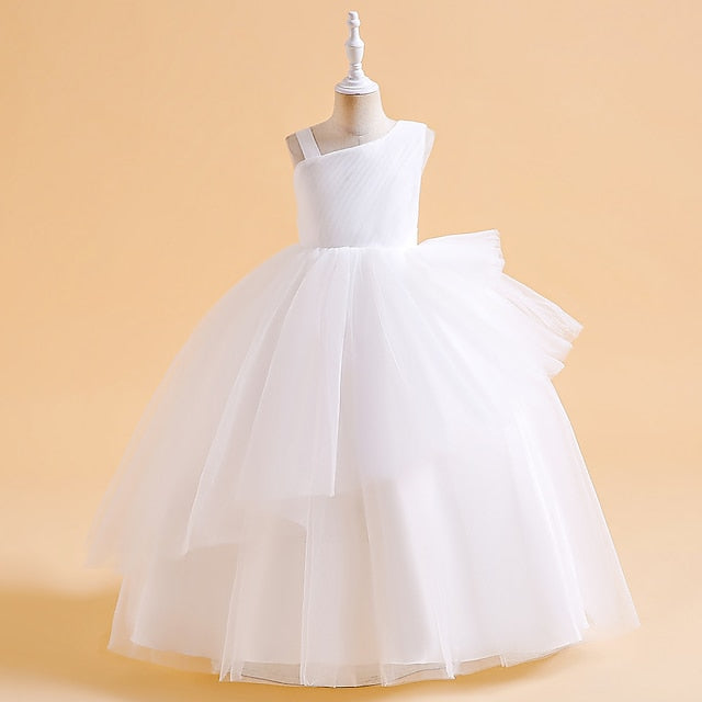 Kids Sleeveless Color Formal Girls' Dress Party Solid FashionChic