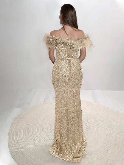 Dress Gown Elegant Evening Floor Formal Mermaid Length FashionChic