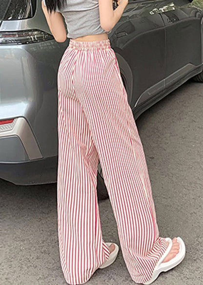 Pink Lace Up Pockets Cotton Pants High Waist Summer NN008 shopify