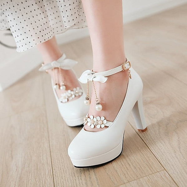 Mary Wedding Elegant Heels �?Platform Girls' Jane White FashionChic