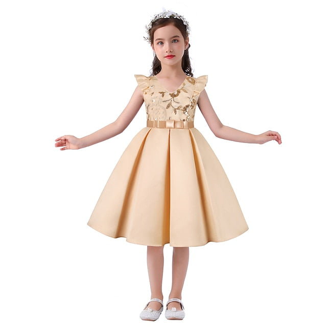 Dress Formal Sleeveless Solid Girls' Color Kids Party FashionChic