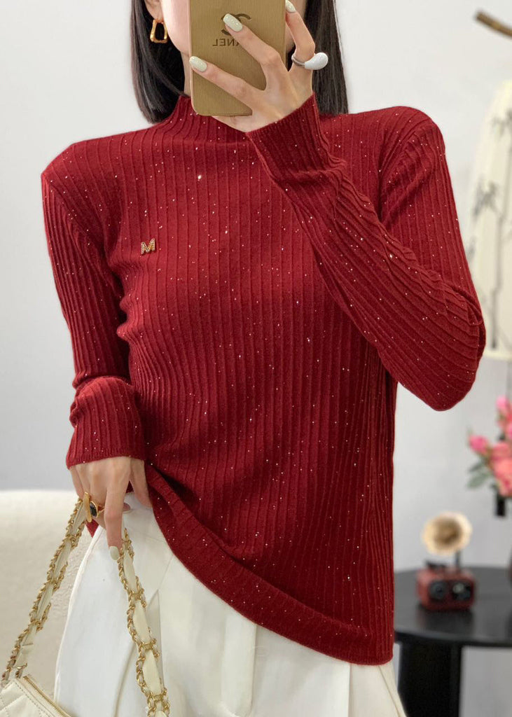 Stylish Red O Neck Sequins Wool Knit Sweater Fall QC026 shopify