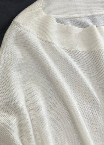 Boutique Beige Cold Shoulder Lace Patchwork Woolen Knit Sweaters Fall RV027 ABC