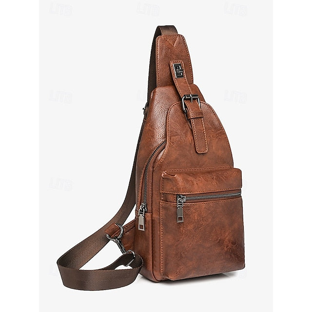 with Sling Faux Brown Bag Women's Leather Crossbody FashionChic