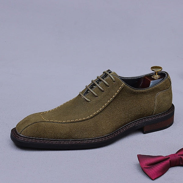 Derby Leather Genuine - Men's Suede Cowhide Classic Shoes FashionChic