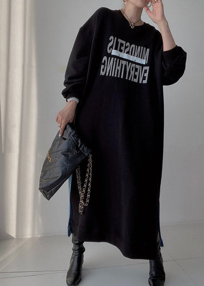 Patchwork Long Dresses Denim Oversized Natural Spring Black FashionChic
