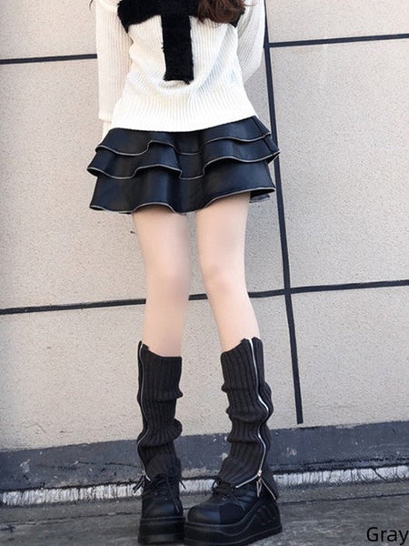 Zipper Colors Design 7 Knitted Leg Warmers FashionChic