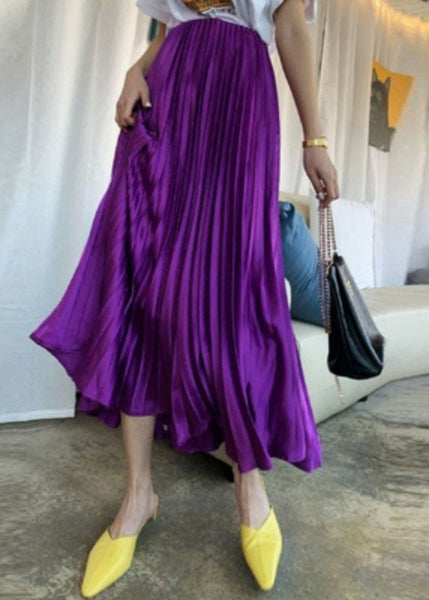 Italian Purple Wrinkled Exra Large Hem Silk Skirts Spring AZ1014 shopify