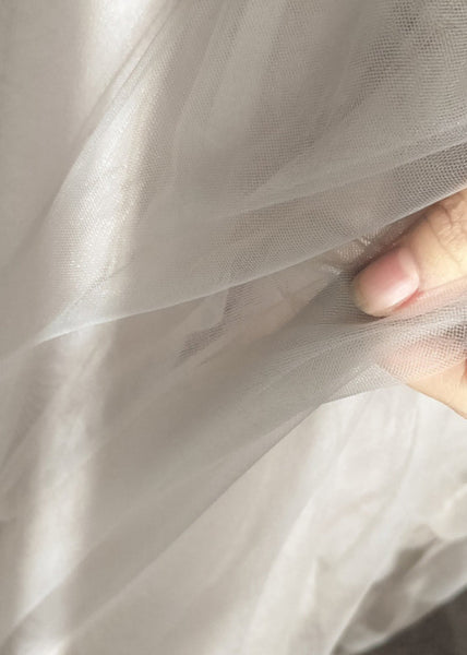 Patchwork Italian Waist Line Skirts A Elastic White Tulle FashionChic