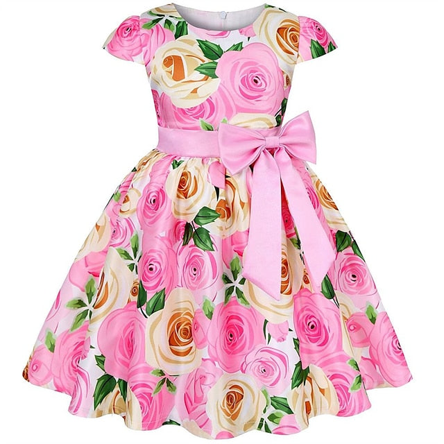Kids Flower Dress Short Party Sleeve Floral Girls' FashionChic