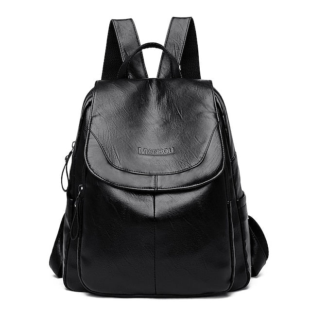 Faux Backpack Leather with Women's Burgundy Flap Closure FashionChic
