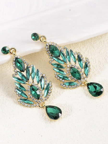Crystal – Women's Earrings Drop Green Emerald FashionChic
