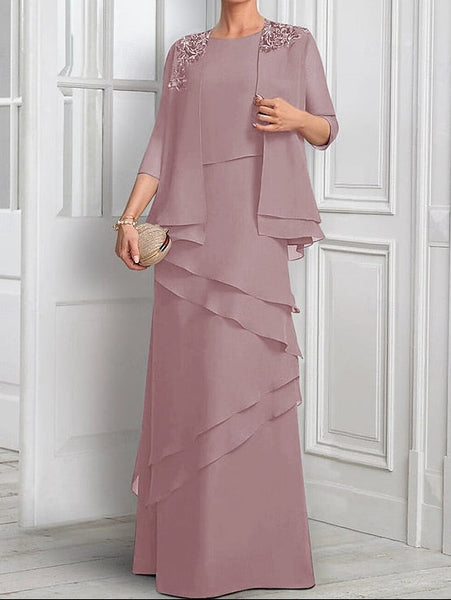 Elegant Formal Bride Mother Suit Dress the Piece A-Line Two of FashionChic