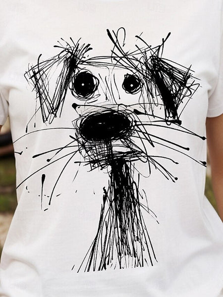 Women's T Shirt Graphic Animal Dog Vintage Stylish Classic FashionChic